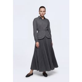 Pleated Dress With Detachable Overlay