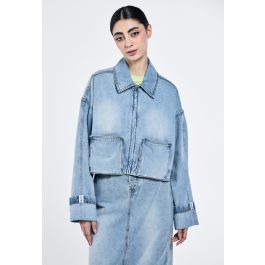 Drop Shape Jacket Drop Shoulder Denim Jacket for Women | Riva Fashion
