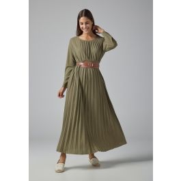 Long Sleeve Pleated Maxi Dress