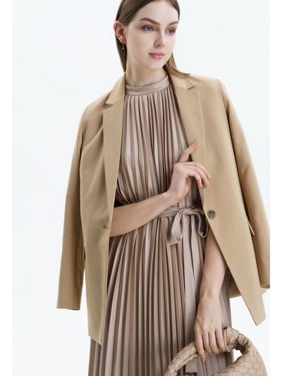 Solid Blazer With Faux Pockets -Sale