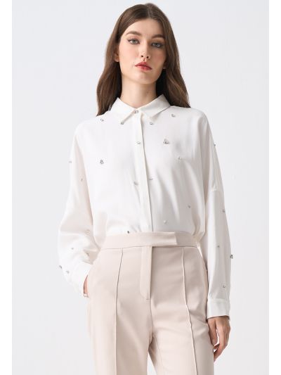 Loose Fit Crystal Embellished Shirt