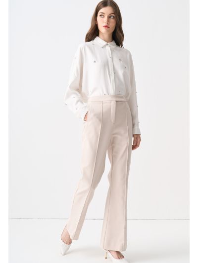 Flared Leg Mid Waist Trouser