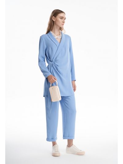 Solid Single Pleat Straight Leg Trouser -Sale
