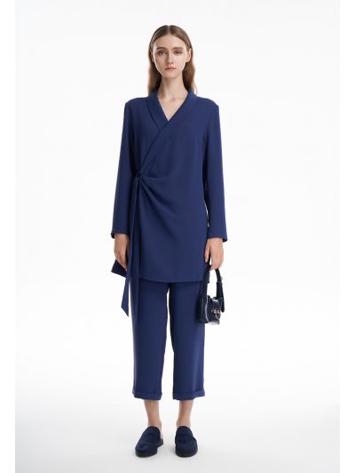 Solid Single Pleat Straight Leg Trouser -Sale