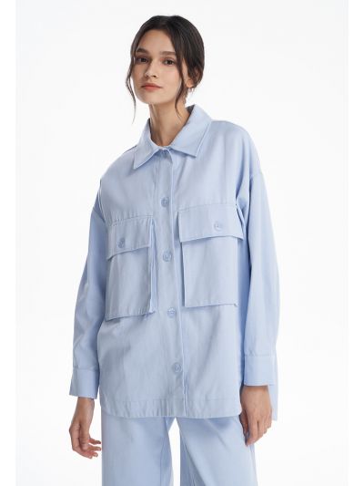 Solid Big Chest Pockets Jacket -Sale