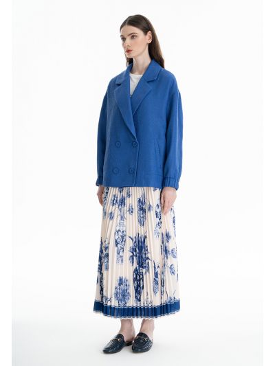 Multi Pleated Floral Print Maxi Skirt -Sale