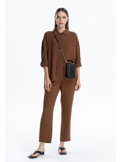 Solid Hi-Rise Lightweight Trouser