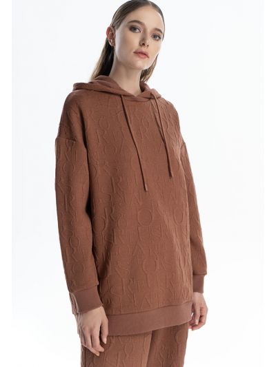 All Over Embossed Loose Sweatshirt -Sale