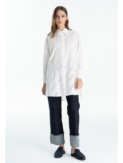 Folded Hem Denim Straight Leg Trouser -Sale
