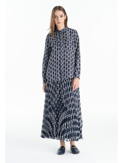 Pleated Printed Flowy Maxi Skirt -Sale