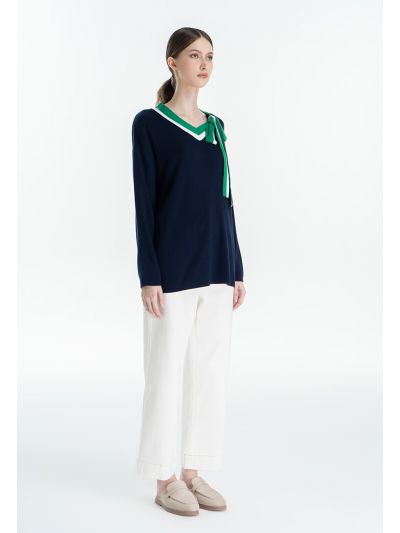 Straight Leg Classic Denim Textured Trouser