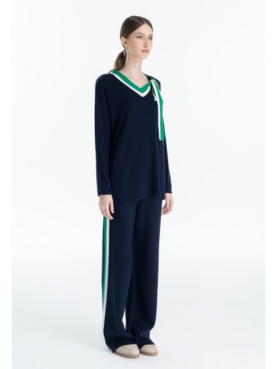 Multicolored Wide Stripes Knitted Trouser -Sale