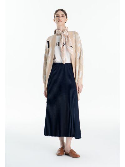 All Over Pleated Elasticated Waist Skirt -Sale