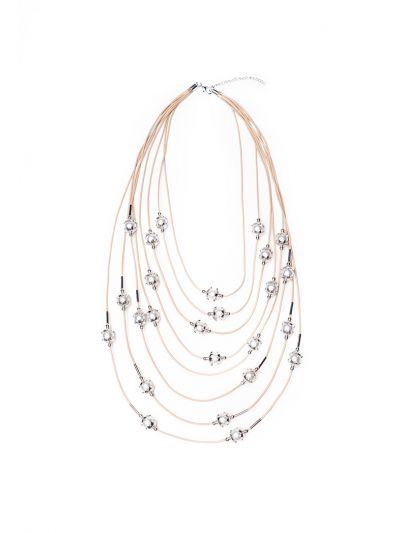 Multi layered Opera Length Necklace With Faux Pearls