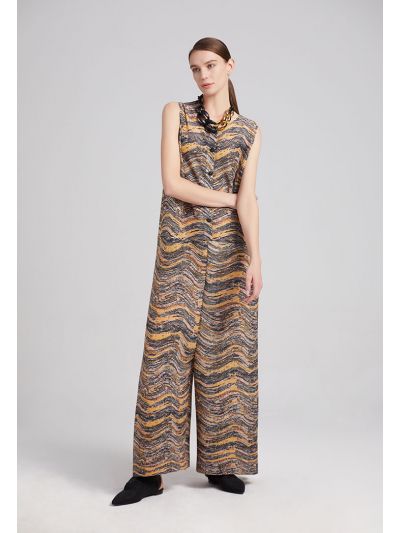 Electric Pleated Printed Jumpsuit