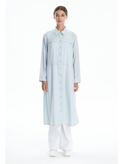 Buttoned Solid Maxi Shirt -Sale