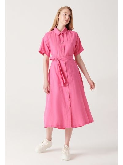 Textured Solid Tiered Dress -Sale