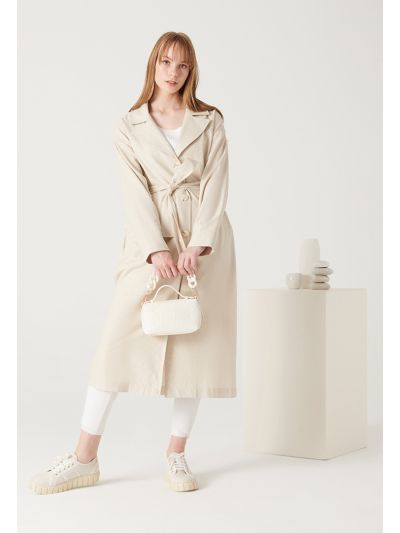 Solid Single Breasted Midi Coat -Sale
