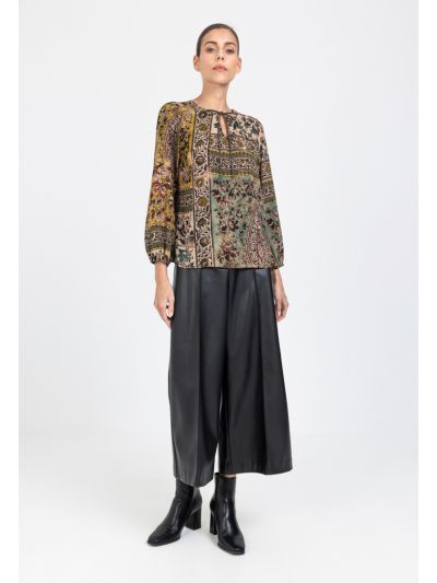 PU Leather Wide Leg Trouser