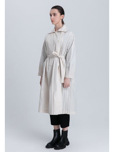 Box Pleats Double Breasted Belted Coat