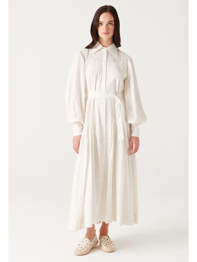 Schiffley Embroidery Drop Waist Lined Maxi Dress -Sale