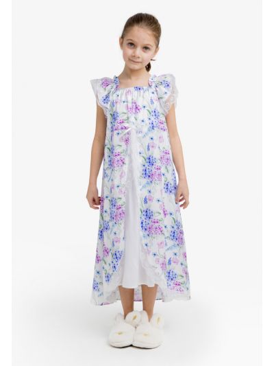 Textured Floral Print Night Dress