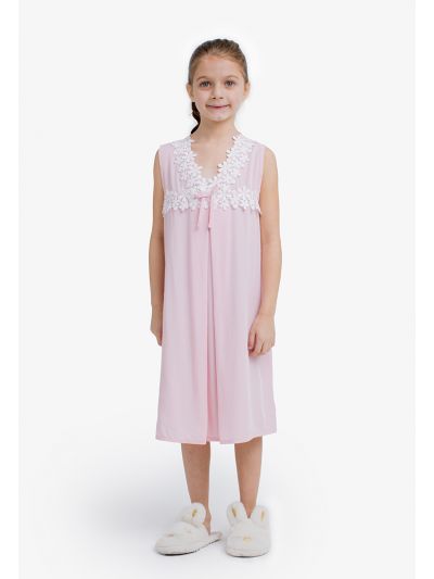 Sleeveless Floral Lace Night Dress