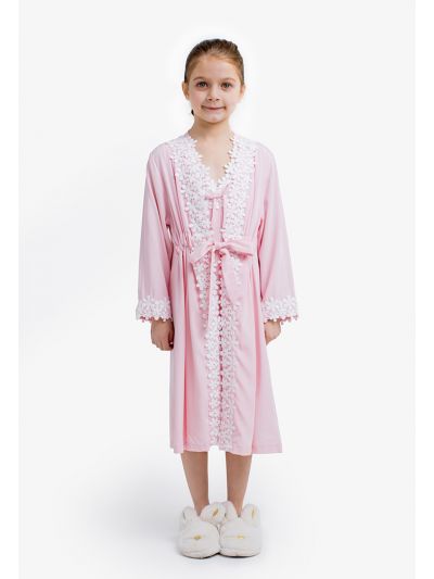 Floral Lace Belted Kimono