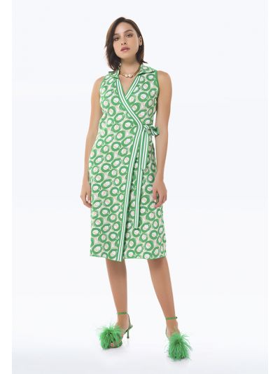 Knitted Circle Patterned Tie Waist Outerwear -Sale