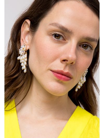 Faux Pearls & Crystal Embellished Earrings