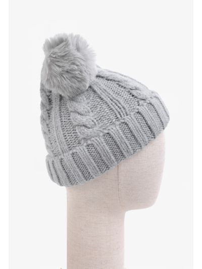 Solid Pom Pom Embellished Beanie