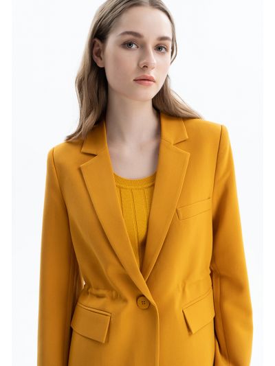 Solid Blazer With Faux Pockets -Sale