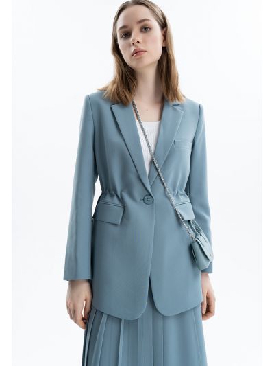 Solid Blazer With Faux Pockets -Sale