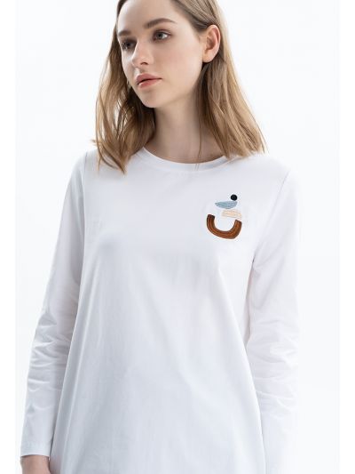 T-Shirt With Embroidered Details -Sale