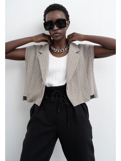 Notched Lapel Sleeveless Mini Blazer -Sale