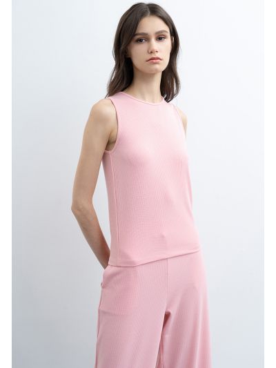 Ribbed Tank Top with Scoop Neck -Sale