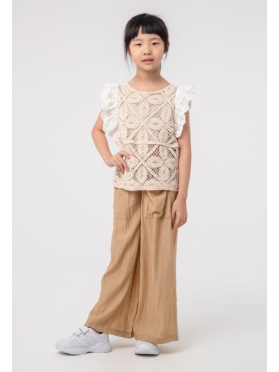 Solid Textured Square Pocket Pants -Sale