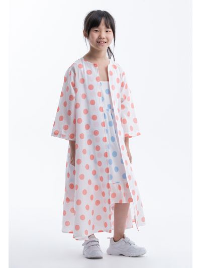 Polka Dot Printed Inner Dress With Kimono Set -Sale