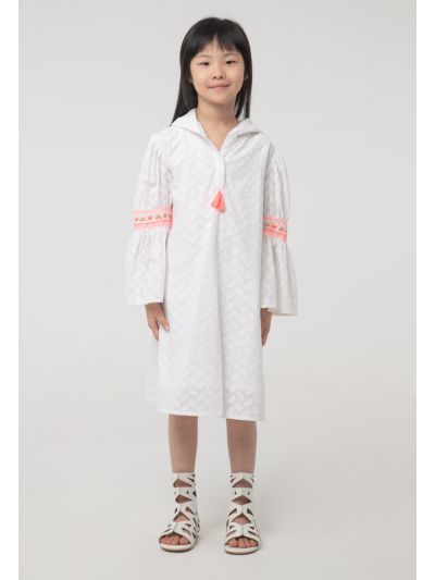 Embroidered Hoodie Flounce Midi Dress -Sale