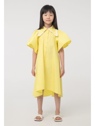 Solid High-Low Flounce Button Up Dress
