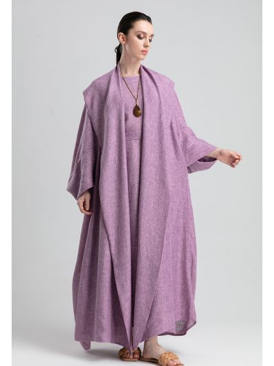 Woven Melange Wide Lapel Open Front Outerwear (Free Size)