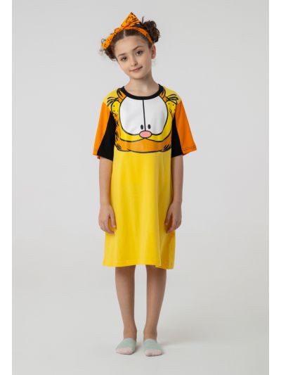 Garfield Printed T-Shirt Dress And Shorts Set -Sale