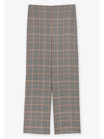 Plaid Houndstooth Straight Leg Trouser