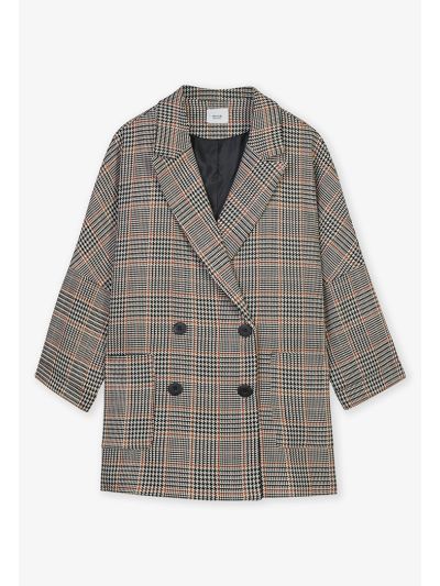 Plaid Houndstooth Oversized Blazer