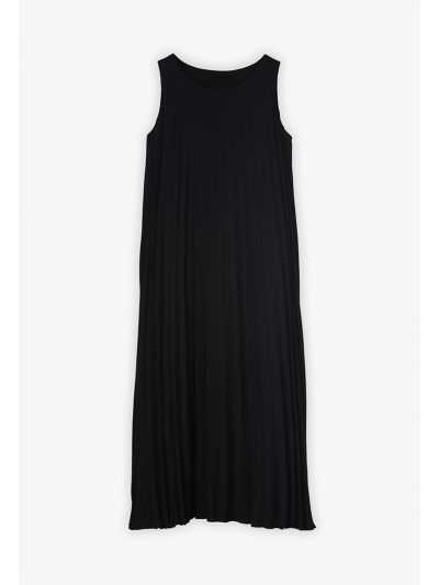 Pleated Sleeveless A-Line Dress