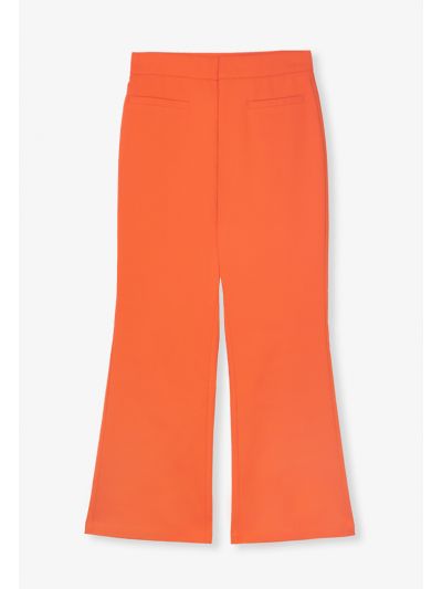 Flared Solid Trousers with Pockets