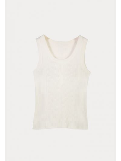 Ribbed Solid Round Neckline Knitwear Basic Top