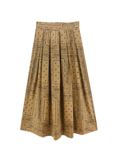 Box Pleated Printed Skirt