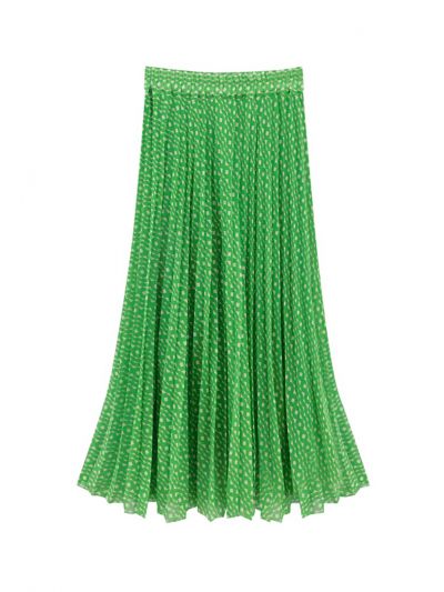 Elastic Waist Patterned Midi Skirt