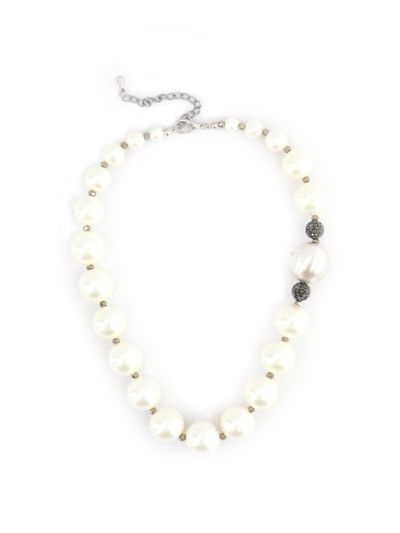 Chunky Faux Pearls Embellished Necklace